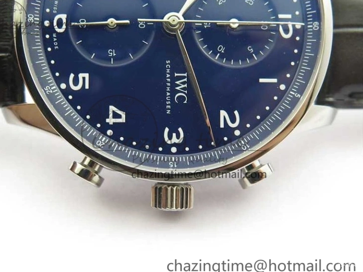 MIROTIME 0307 SunProtective Portugieser Chronograph Edition 150 Years IW371601 ZF 1:1 Best Edition Blue Dial on Black Leather Strap A7750 (Slim Movement) 7137